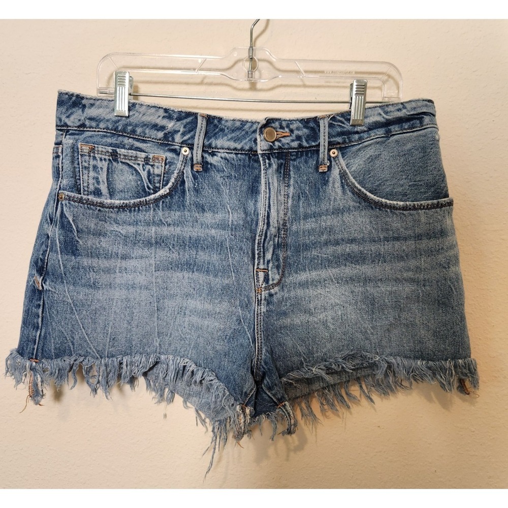 Good American Blue Denim Jean Shorts Cut Offs Daisy Dukes Sz 12/31 2" High Rise